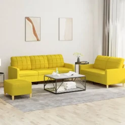 vidaXL Sofás-Juego de sofás con cojines 3 piezas tela