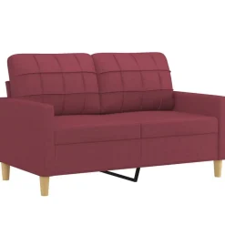 vidaXL Sofás-Juego de sofás con cojines 3 piezas tela rojo tinto