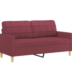 vidaXL Sofás-Juego de sofás con cojines 3 piezas tela rojo tinto
