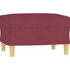 vidaXL Sofás-Juego de sofás con cojines 3 piezas tela rojo tinto