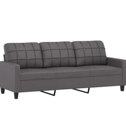 vidaXL Juego de sofás con cojines 3 piezas cuero sintético Gris Hot