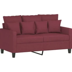 vidaXL Juego de sofás con cojines 3 piezas tela rojo tinto Rojo vino tinto Hot