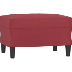 vidaXL Sofás-Juego de sofás con cojines 3 piezas cuero sintético rojo tinto