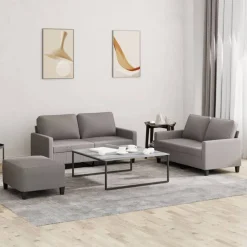 vidaXL Juego de sofás con cojines 3 piezas tela gris taupe Taupé Sale