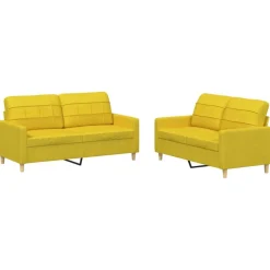 vidaXL Juego de sofás con cojines 2 piezas tela Amarillo claro