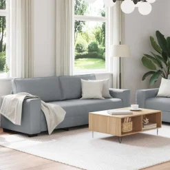 vidaXL Juego de sofás con cojines 2 piezas tela Gris claro Sale