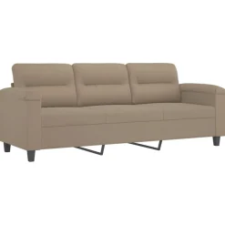 vidaXL Juego de sofás con cojines 3 piezas tela microfibra gris taupe Taupé