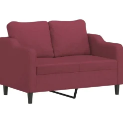 vidaXL Sofás-Juego de sofás con cojines 3 piezas tela rojo tinto