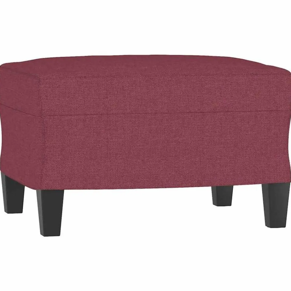 vidaXL Sofás-Juego de sofás con cojines 3 piezas tela rojo tinto