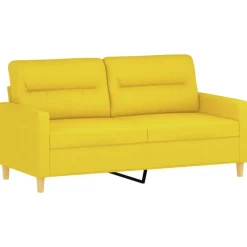 vidaXL Juego de sofás con cojines 2 piezas tela Amarillo claro Hot