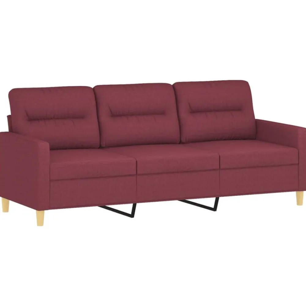 vidaXL Juego de sofás con cojines 3 piezas tela rojo tinto Rojo vino tinto Best