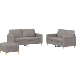 vidaXL Juego de sofás con cojines 3 piezas tela gris taupe Taupé Discount