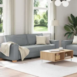 vidaXL Juego de sofás con cojines 2 piezas tela Gris claro Sale