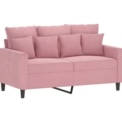 vidaXL Juego de sofás con cojines 2 piezas terciopelo Rosa New