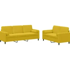 vidaXL Juego de sofás con cojines 2 piezas terciopelo Amarillo Sale