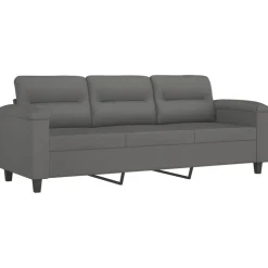 vidaXL Juego de sofás con cojines 3 piezas tela microfibra Gris oscuro Online