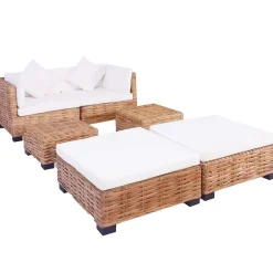vidaXL Juego de sofás de 16 piezas ratán natural Online