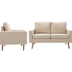 vidaXL Juego de sofás de 2 piezas tela color Crema Online