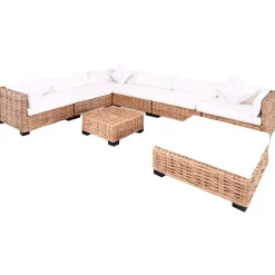 vidaXL Juego de sofás de 27 piezas ratán natural Hot