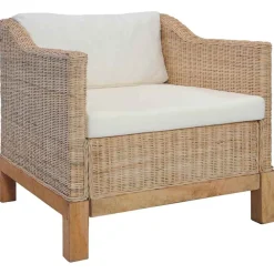 vidaXL Juego de sofás de 2 piezas con cojines de ratán natural Sale