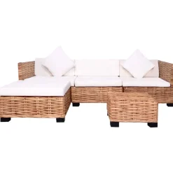 vidaXL Juego de sofás de 14 piezas ratán natural Online