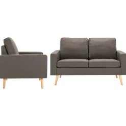 vidaXL Juego de sofás de 2 piezas de tela gris taupe Taupé Discount