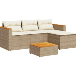 vidaXL Muebles De Jardín-Juego de sofás de jardín con cojines 3 pzas ratán PE