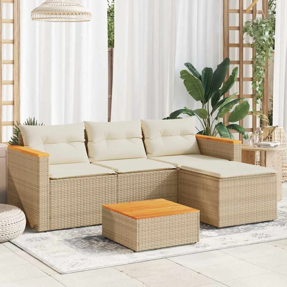 vidaXL Muebles De Jardín-Juego de sofás de jardín con cojines 3 pzas ratán PE