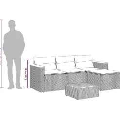 vidaXL Muebles De Jardín-Juego de sofás de jardín con cojines 3 pzas ratán PE