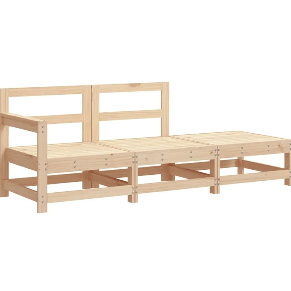 vidaXL Muebles De Jardín-Juego de sofás de jardín 3 pzas con cojines madera maciza