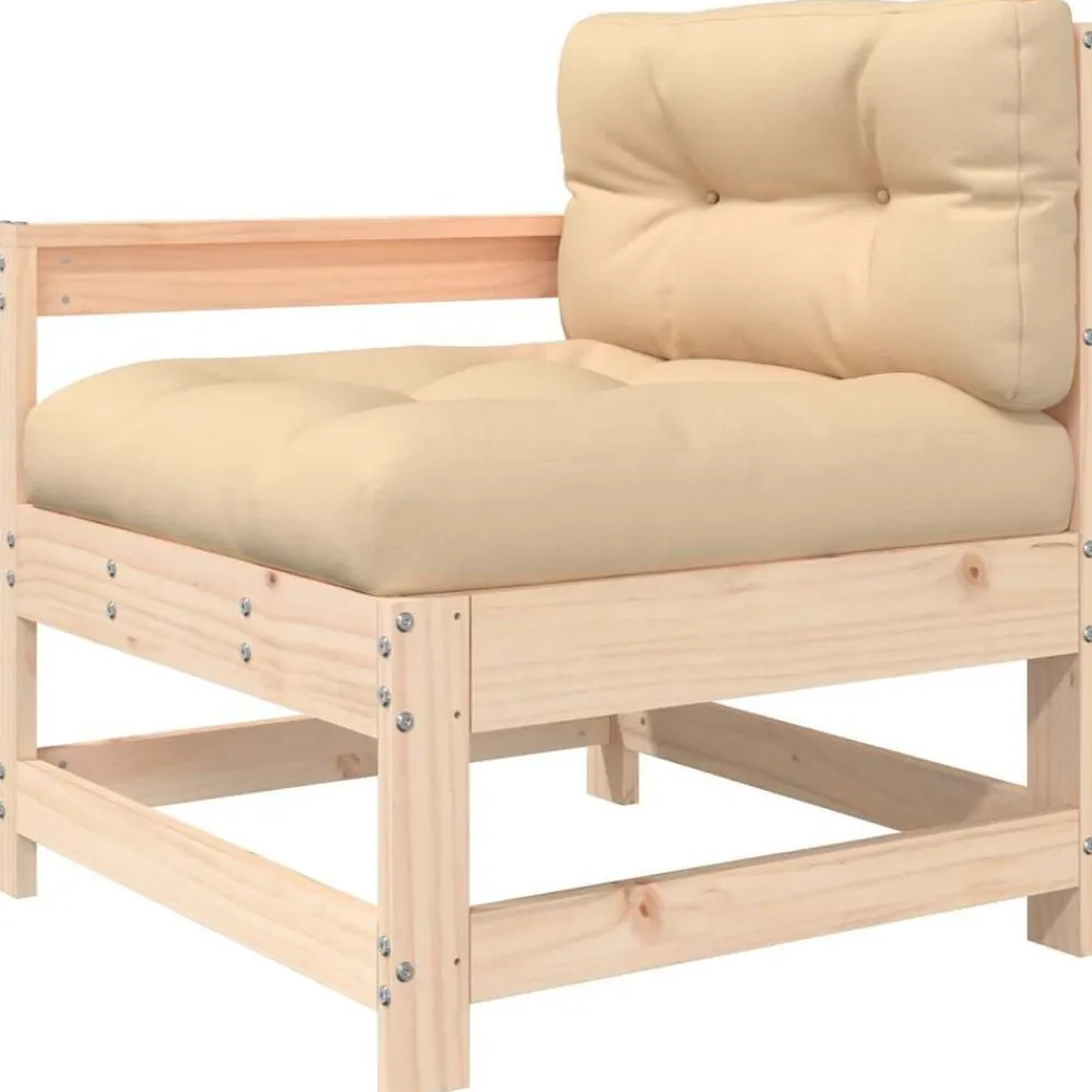 vidaXL Muebles De Jardín-Juego de sofás de jardín 3 pzas con cojines madera maciza