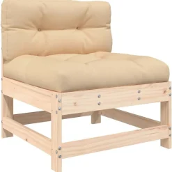 vidaXL Muebles De Jardín-Juego de sofás de jardín 3 pzas con cojines madera maciza