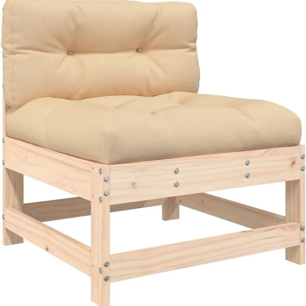 vidaXL Muebles De Jardín-Juego de sofás de jardín 3 pzas con cojines madera maciza