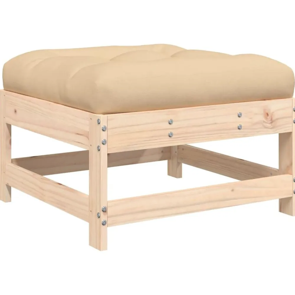 vidaXL Muebles De Jardín-Juego de sofás de jardín 3 pzas con cojines madera maciza