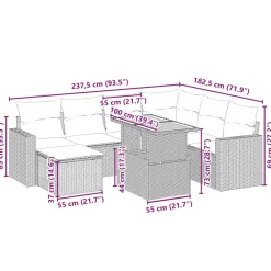 vidaXL Muebles De Jardín-Juego de sofás de jardín con cojines beige 8 pzas ratán PE