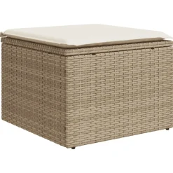vidaXL Muebles De Jardín-Juego de sofás de jardín con cojines beige 8 pzas ratán PE