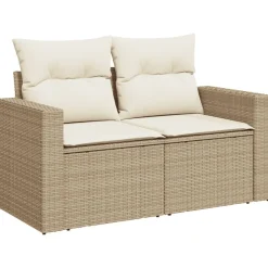 vidaXL Muebles De Jardín-Juego de sofás de jardín con cojines beige 8 pzas ratán PE