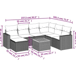 vidaXL Juego de sofás de jardín con cojines 8 pzas ratán PE Beige New