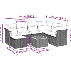 vidaXL Muebles De Jardín-Juego de sofás de jardín con cojines beige 8 pzas ratán PE