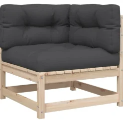vidaXL Juego de sofás de jardín 6 pzas con cojines madera maciza pino Pino natural Online