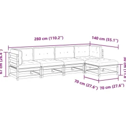 vidaXL Muebles De Jardín-Juego de sofás de jardín 5 pzas con cojines madera maciza pino
