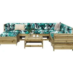 vidaXL Muebles De Jardín-Juego de sofás de jardín 8 pzas madera de pino impregnada