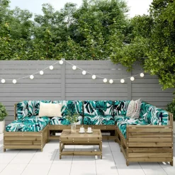 vidaXL Muebles De Jardín-Juego de sofás de jardín 8 pzas madera de pino impregnada