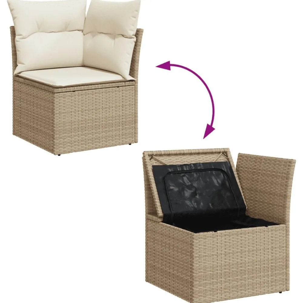 vidaXL Muebles De Jardín-Juego de sofás de jardín con cojines beige 8 pzas ratán PE