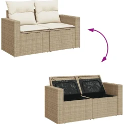 vidaXL Muebles De Jardín-Juego de sofás de jardín con cojines beige 8 pzas ratán PE