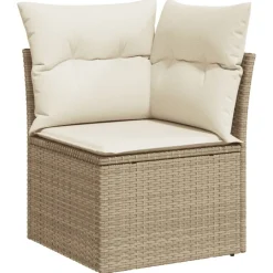 vidaXL Muebles De Jardín-Juego de sofás de jardín con cojines beige 8 pzas ratán PE