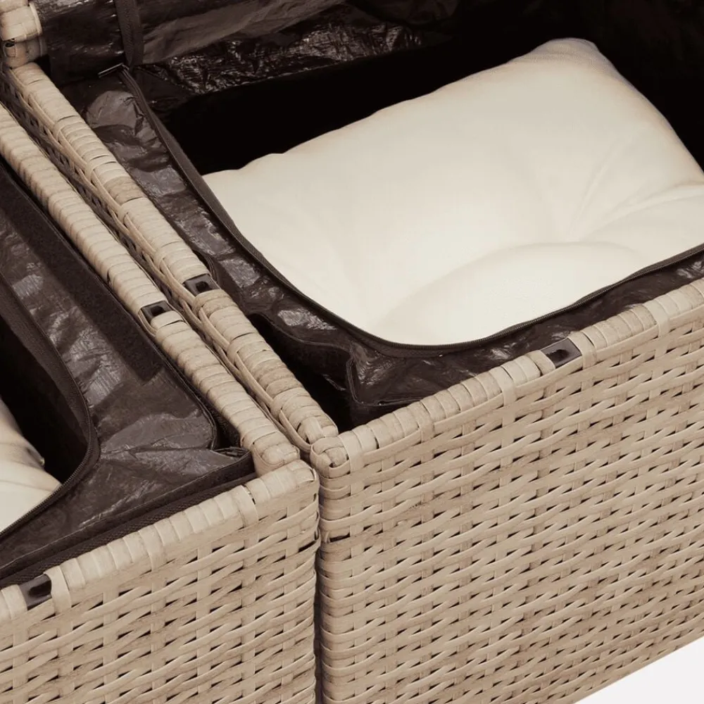vidaXL Muebles De Jardín-Juego de sofás de jardín con cojines beige 8 pzas ratán PE
