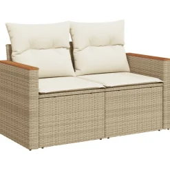 vidaXL Juego de sofás de jardín con cojines beige 8 pzas ratán PE beige y crema Outlet