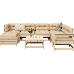 vidaXL Juego de sofás de jardín 8 pzas madera maciza de pino Outlet