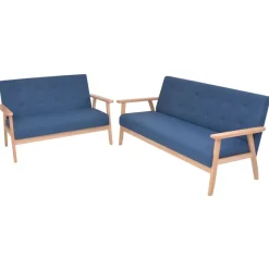 vidaXL Juego de sofás de tela de 2 piezas color Azul Discount